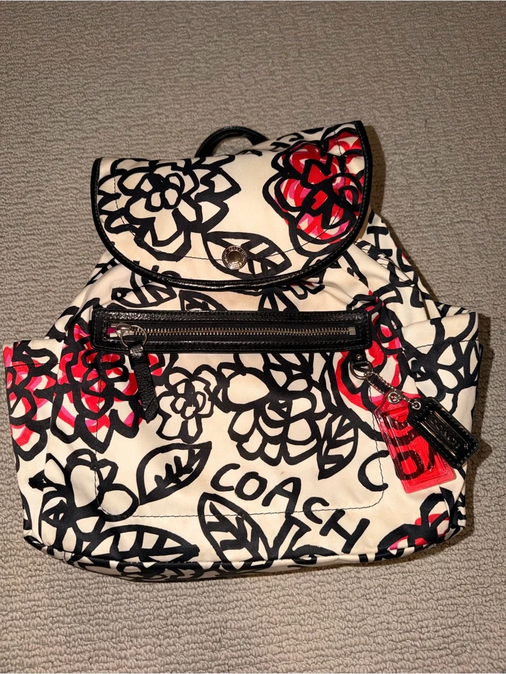 Coach Poppy Daisy Floral Graffiti Canvas Wallet & Backpack Combo (Style F16582)